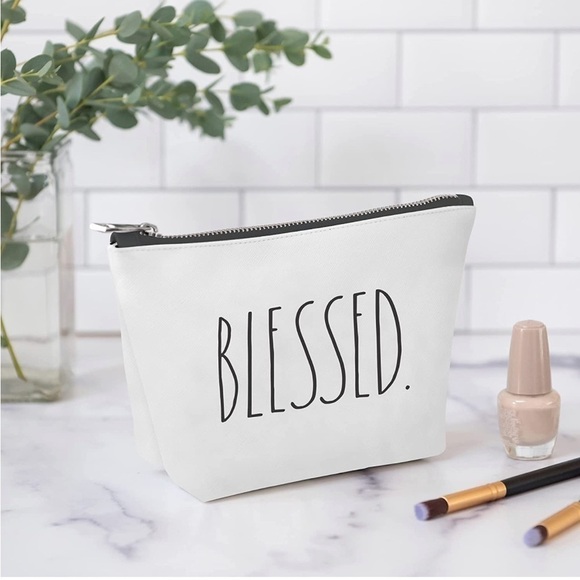 Rae Dunn Cosmetic Blessed Bag for Makeup & Toiletries Zipper Pouch Travel Trendy - Picture 1 of 5